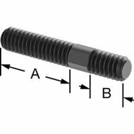 BSC PREFERRED Black-Oxide ST Threaded on Both Ends Stud 1/4-20 Thread Size 1-1/2Long 7/8 and 3/8Long Threads 91025A548